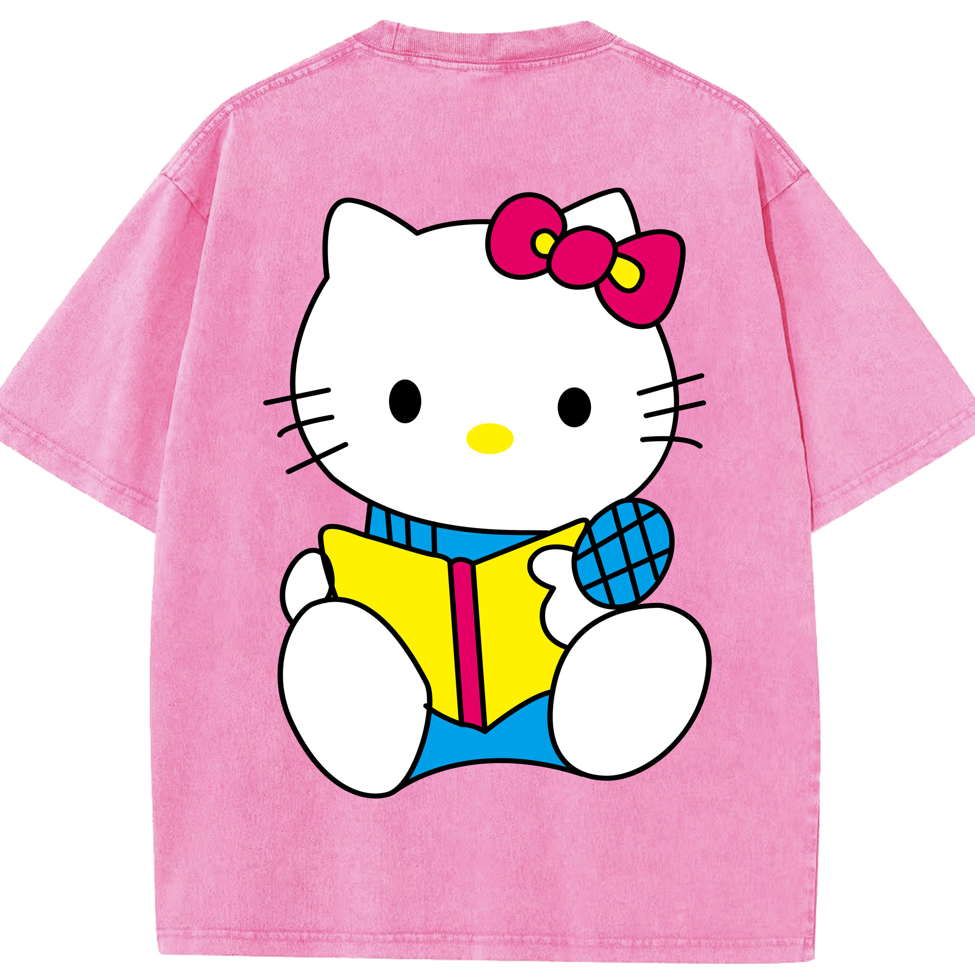 （画像用） Hello Kitty ハローキティ 綿100% ヴィンテージ風 半袖Tシャツ（背面プリント）
